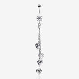 Heart Crystal Drops Belly Ring