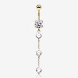 Golden Triple Crystal Droplets Belly Button Ring