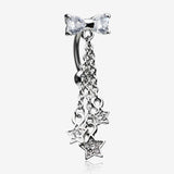 Sparkle Bow-Tie Star Dangle Reverse Belly Button Ring