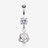 Sparkle Allure Rose Belly Button Ring-Clear Gem