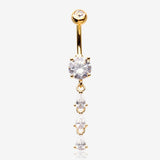 Golden Sweet Cascading Gems Belly Button Ring-Clear Gem