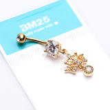 Detail View 3 of Golden Royal Princess Crown Sparkle Belly Button Ring-Clear Gem