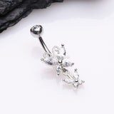 Detail View 2 of Butterfly Duo Sparkle Belly Button Ring-Clear Gem