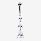 Cascading Teardrop Sparkles Belly Button Ring-Clear Gem