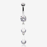Glistening Sparkle Gem Droplets Belly Button Ring