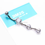 Detail View 3 of Glistening Sparkle Gem Droplets Belly Button Ring-Clear Gem