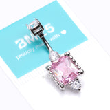 Detail View 4 of Princess Sparkle Adornment Belly Button Ring-Clear Gem/Pink