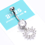 Detail View 4 of Brilliant Hollow Heart Sparkle Belly Button Ring-Clear Gem