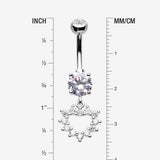 Detail View 1 of Brilliant Hollow Heart Sparkle Belly Button Ring-Clear Gem