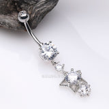Detail View 2 of Star Sparkle Shine Belly Button Ring-Clear Gem