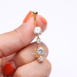 Detail View 3 of Golden Star Sparkle Shine Belly Button Ring-Clear Gem