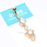 Detail View 4 of Golden Star Sparkle Shine Belly Button Ring-Clear Gem