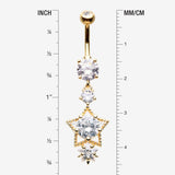 Detail View 1 of Golden Star Sparkle Shine Belly Button Ring-Clear Gem