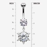 Detail View 1 of Brilliant Starburst Sparkle Belly Button Ring-Clear Gem