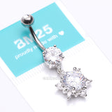 Detail View 4 of Brilliant Starburst Sparkle Belly Button Ring-Clear Gem
