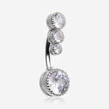 Brilliant Sparkle Cascading Dew Drop Top Belly Button Ring