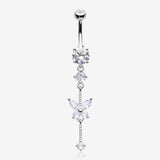 Marquise Butterfly Gem Sparkle Dangle Elegance Belly Button Ring