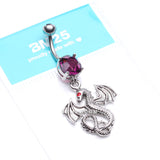 Detail View 4 of Jeweled Eye Dragon Belly Ring-Purple