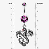 Detail View 1 of Jeweled Eye Dragon Belly Ring-Purple