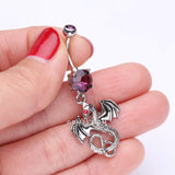 Detail View 3 of Jeweled Eye Dragon Belly Ring-Purple