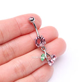 Detail View 3 of Lucky Cherry Sparkle Belly Button Ring-Pink
