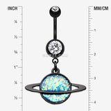 Detail View 1 of Blackline Opal Galaxy Planet Belly Button Ring-Black/Clear/Blue