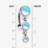 Detail View 1 of Irisdescent Sparkle Triple Gem Reverse Belly Button Ring-Rainbow/Multi-Color