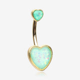 Golden Opalescent Sparkle Heart Belly Button Ring