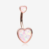 Rose Gold Opalescent Sparkle Heart Belly Button Ring
