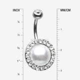 Detail View 1 of Pearlescent Sparkle Elegance Belly Button Ring-Clear Gem