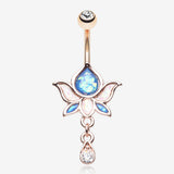 Rose Gold Lotus Zen Opalescent Sparkle Belly Button Ring