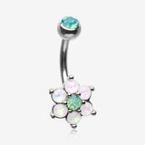Opalescent Spring Flower Sparkle Belly Button Ring