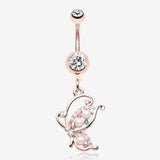Rose Gold Pearlescent Glam Butterfly Belly Button Ring