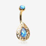 Golden Opalescent Victorian Filigree Belly Button Ring