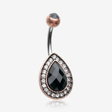 Vintage Rustica Onyx Sparkle Teardrop Belly Button Ring