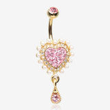 Golden Heart Sparkle Pearlescent Dazzle Belly Button Ring