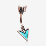 Rose Gold Vintage Arrow Turquoise Belly Button Ring-Turquoise