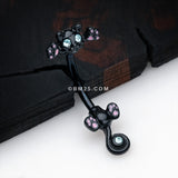 Detail View 2 of Blackline Jumping Kitty Cat Sparkle Belly Button Ring-Black/Aqua