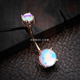 Detail View 2 of Rose Gold Iridescent Revo Sparkle Prong Set Belly Button Ring