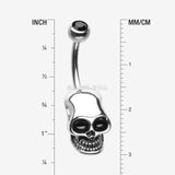 Detail View 1 of Apocalyptic Skull Head Belly Button Ring-Black