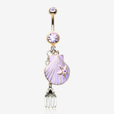 Golden Ariel's Shell with Dinglehopper Fork Belly Button Ring
