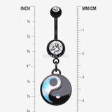 Detail View 1 of Blackline Iridescent Revo Yin Yang Sparkle Belly Button Ring-Black/Clear