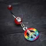 Detail View 2 of Rainbow Peace Dazzle Belly Button Ring-Red