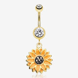 Golden Beach Sunflower Belly Button Ring*