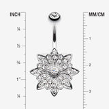 Detail View 1 of Flower Enchant Belly Button Ring -Clear Gem