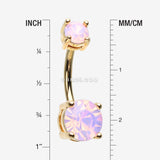 Detail View 1 of Golden Opalite Sparkle Prong Set Belly Button Ring-Rose Water Opal