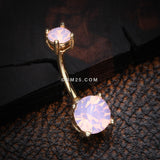 Detail View 2 of Golden Opalite Sparkle Prong Set Belly Button Ring-Rose Water Opal