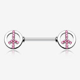 A Pair of Bling Peace Nipple Barbell Ring-Pink
