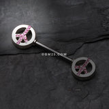 Detail View 1 of A Pair of Bling Peace Nipple Barbell Ring-Pink