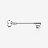 A Pair of Heart Key Nipple Barbell Ring-Clear Gem